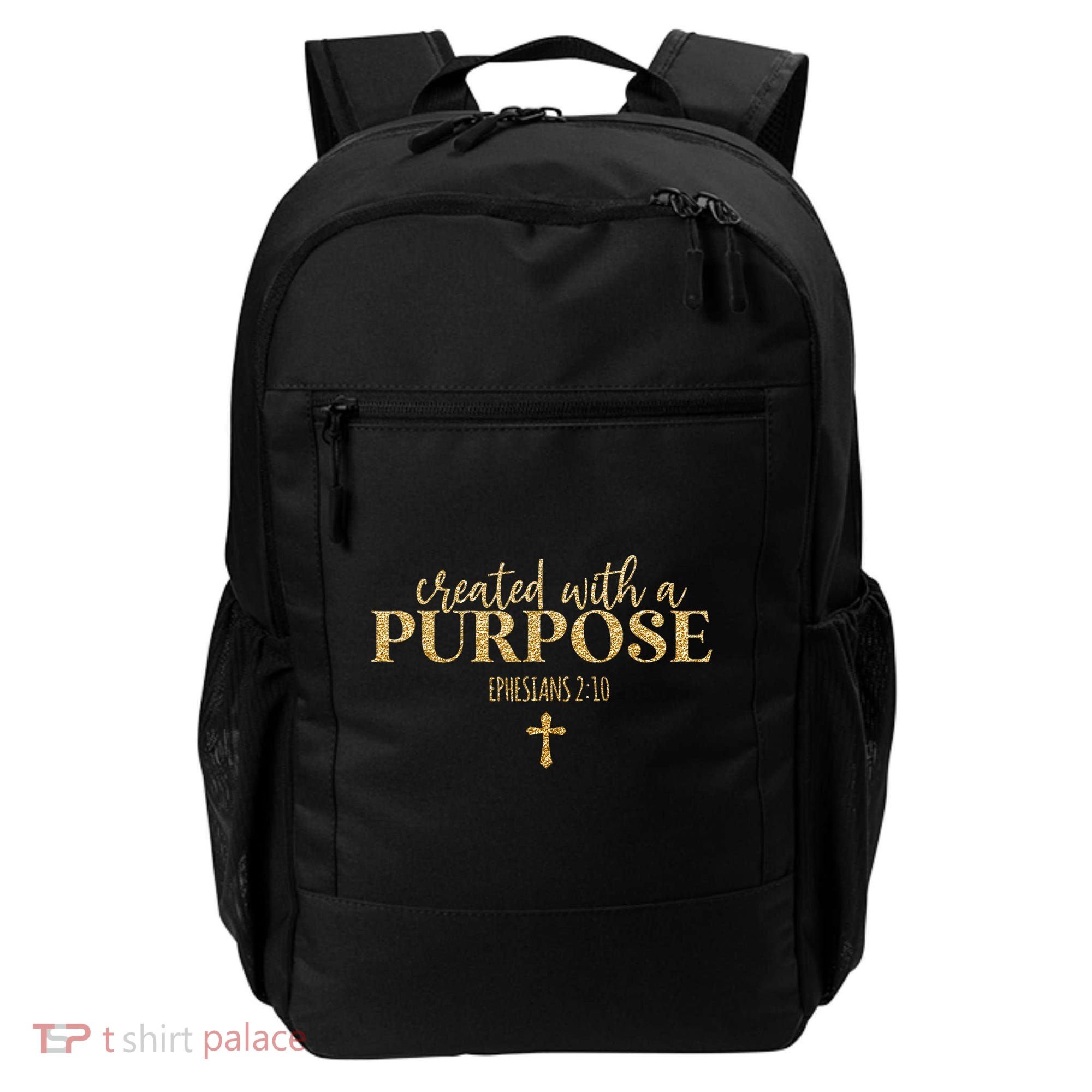 Created With A Purpose, Christian, Bible Verse, Jesus Backpack