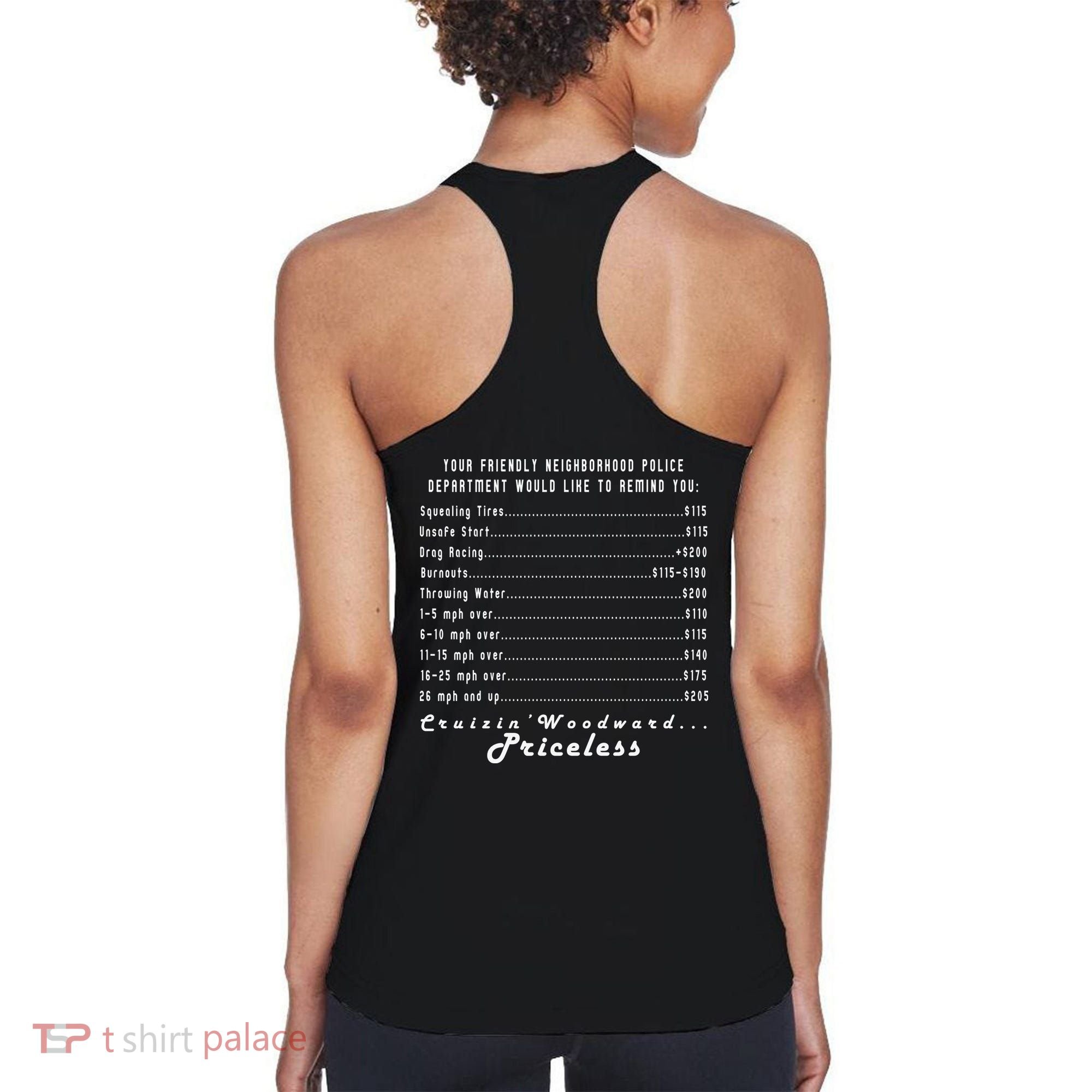 Cruizin' Woodward Ave M1 Priceless Funny Police Front & Back Women's Tank Top