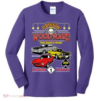 Cruisin’ Woodward Avenue Vintage Car 2026 Kids Long Sleeve Shirt