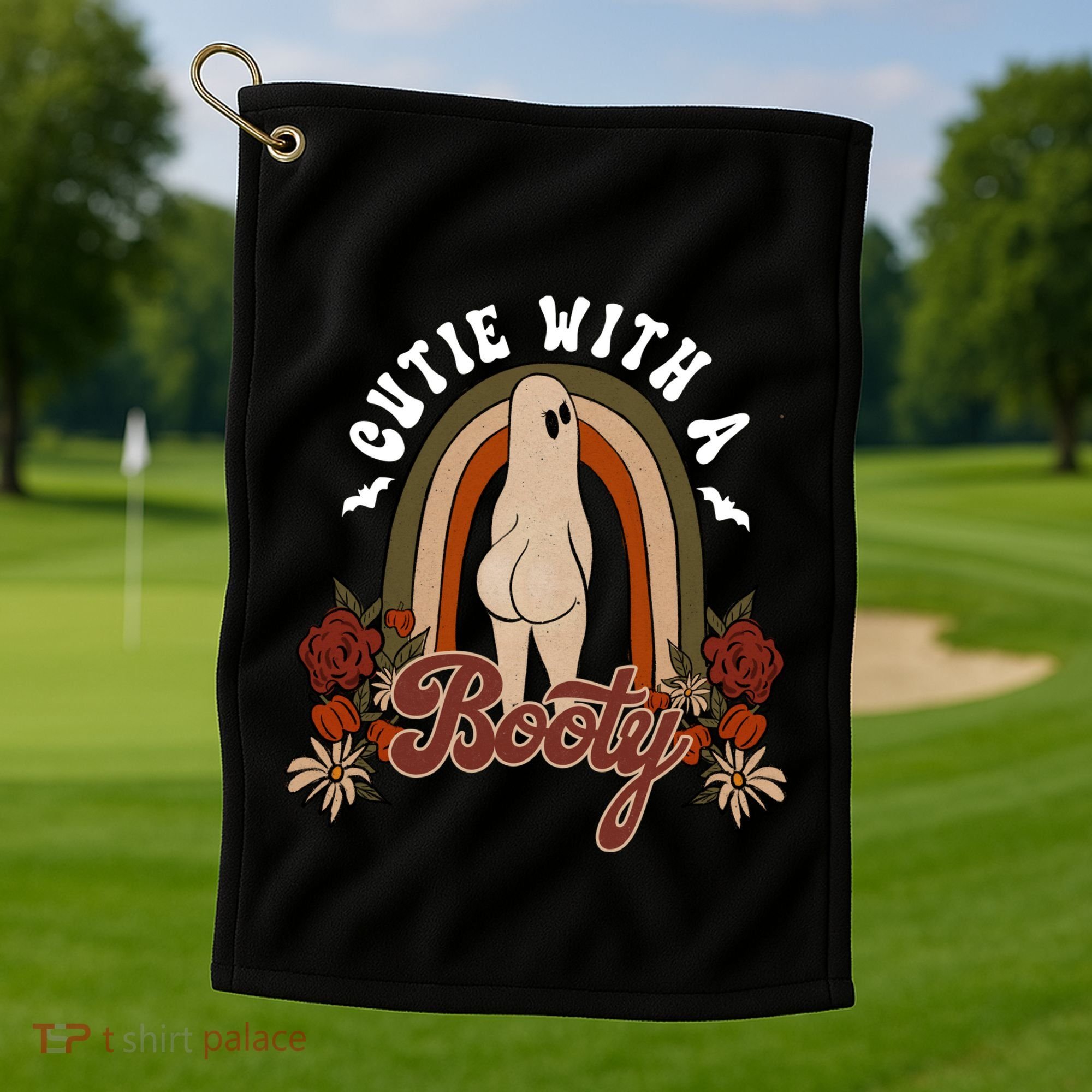 Cutie With A Booty Funny Halloween Fall Golf Towel
