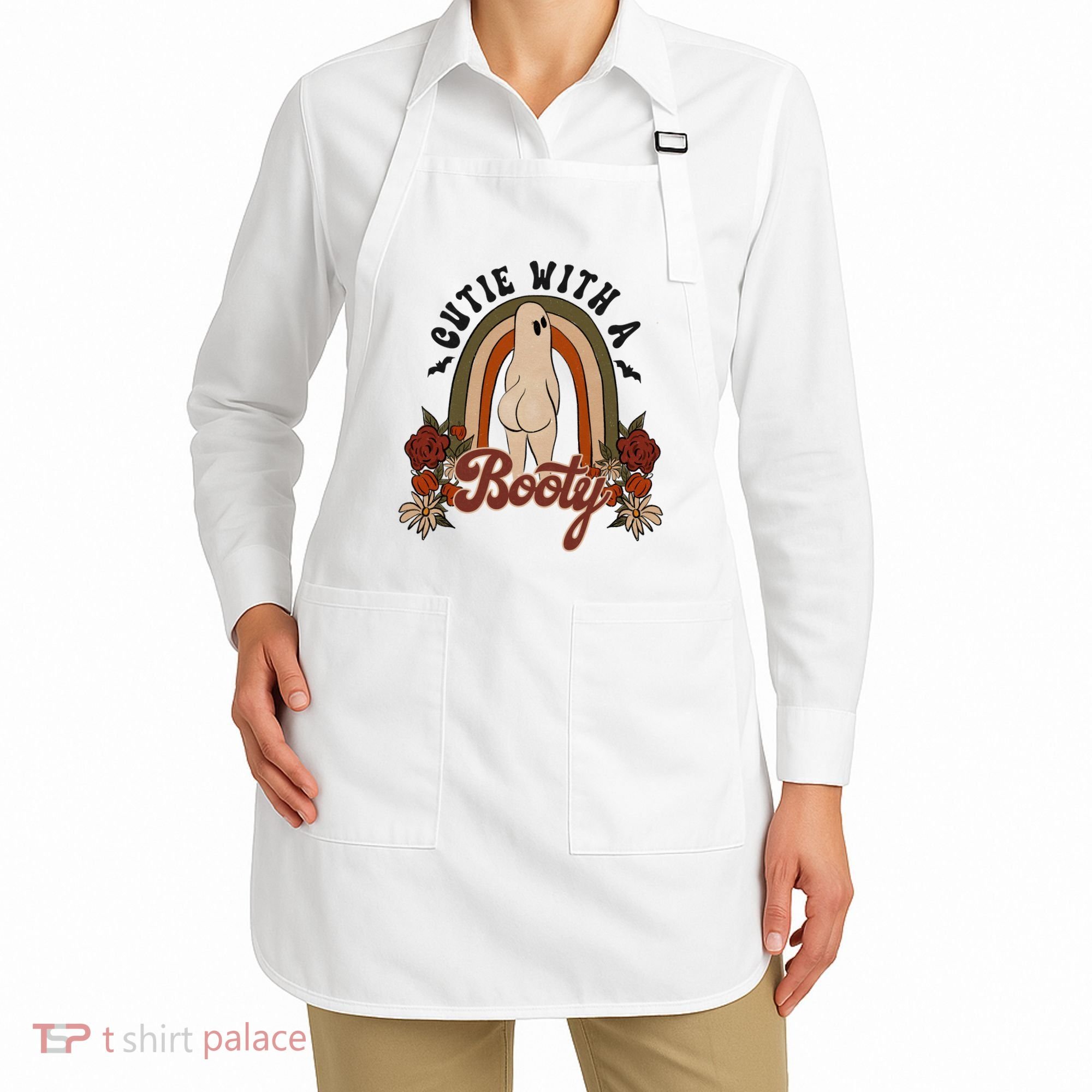 Cutie With A Booty Funny Halloween Ghost Apron