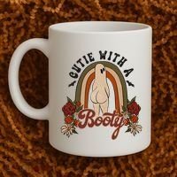 Cutie With A Booty Funny Halloween Ghost Coffee Mug thumb 2