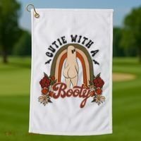 Cutie With A Booty Funny Halloween Ghost Golf Towel thumb 1