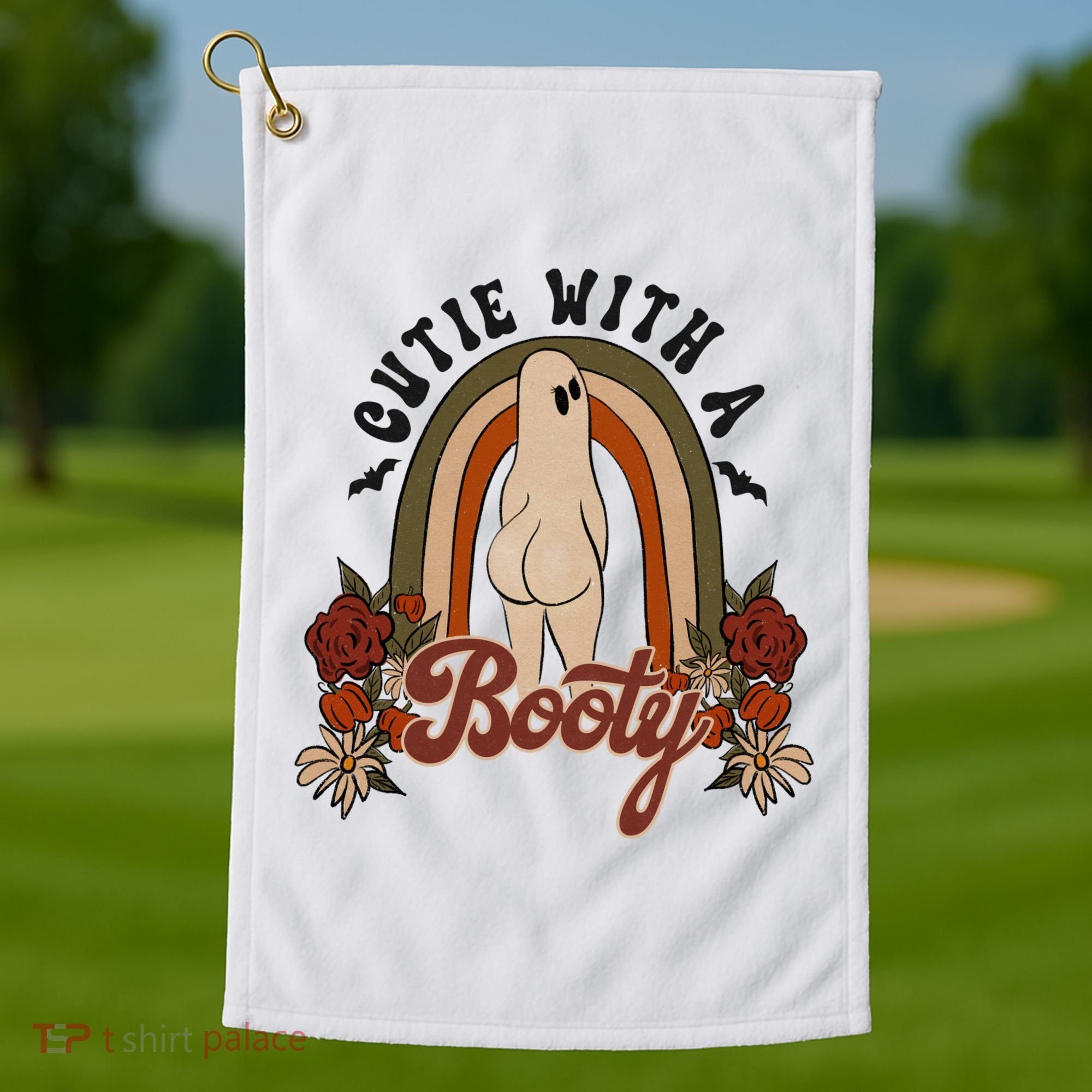 Cutie With A Booty Funny Halloween Ghost Golf Towel