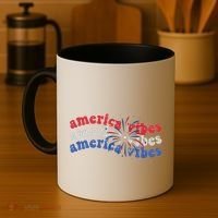 Cool Wavy America Vibes Fireworks Coffee Mug thumb 4