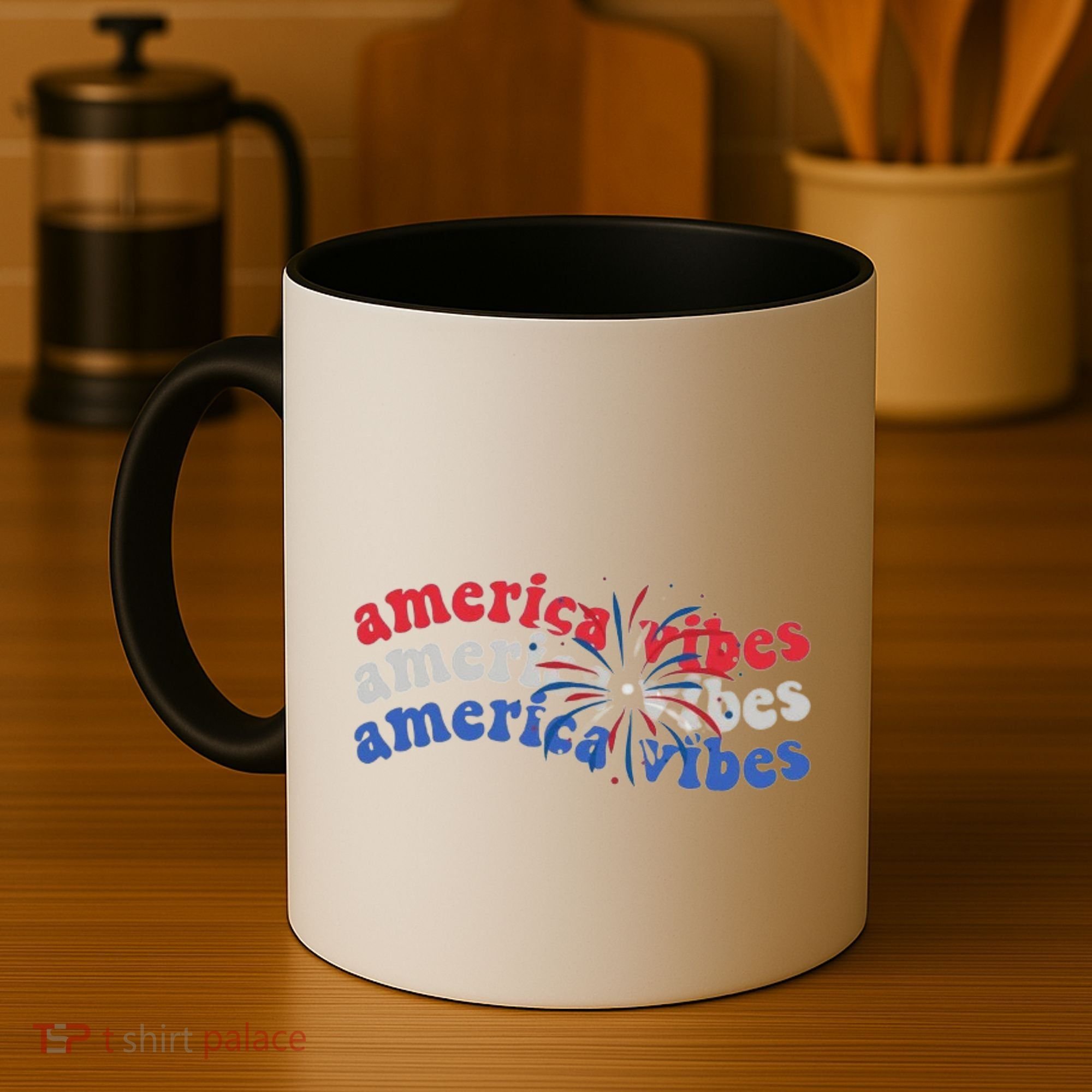 Cool Wavy America Vibes Fireworks Coffee Mug
