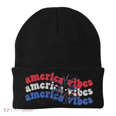 Cool Wavy America Vibes Fireworks Beanie