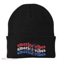 Cool Wavy America Vibes Fireworks Beanie thumb 0