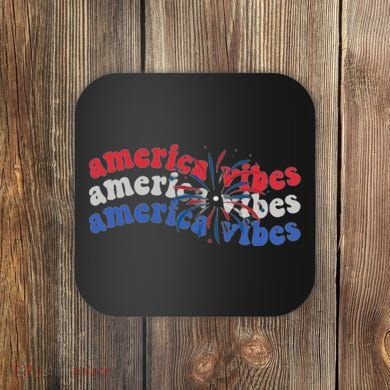 Cool Wavy America Vibes Fireworks Coaster