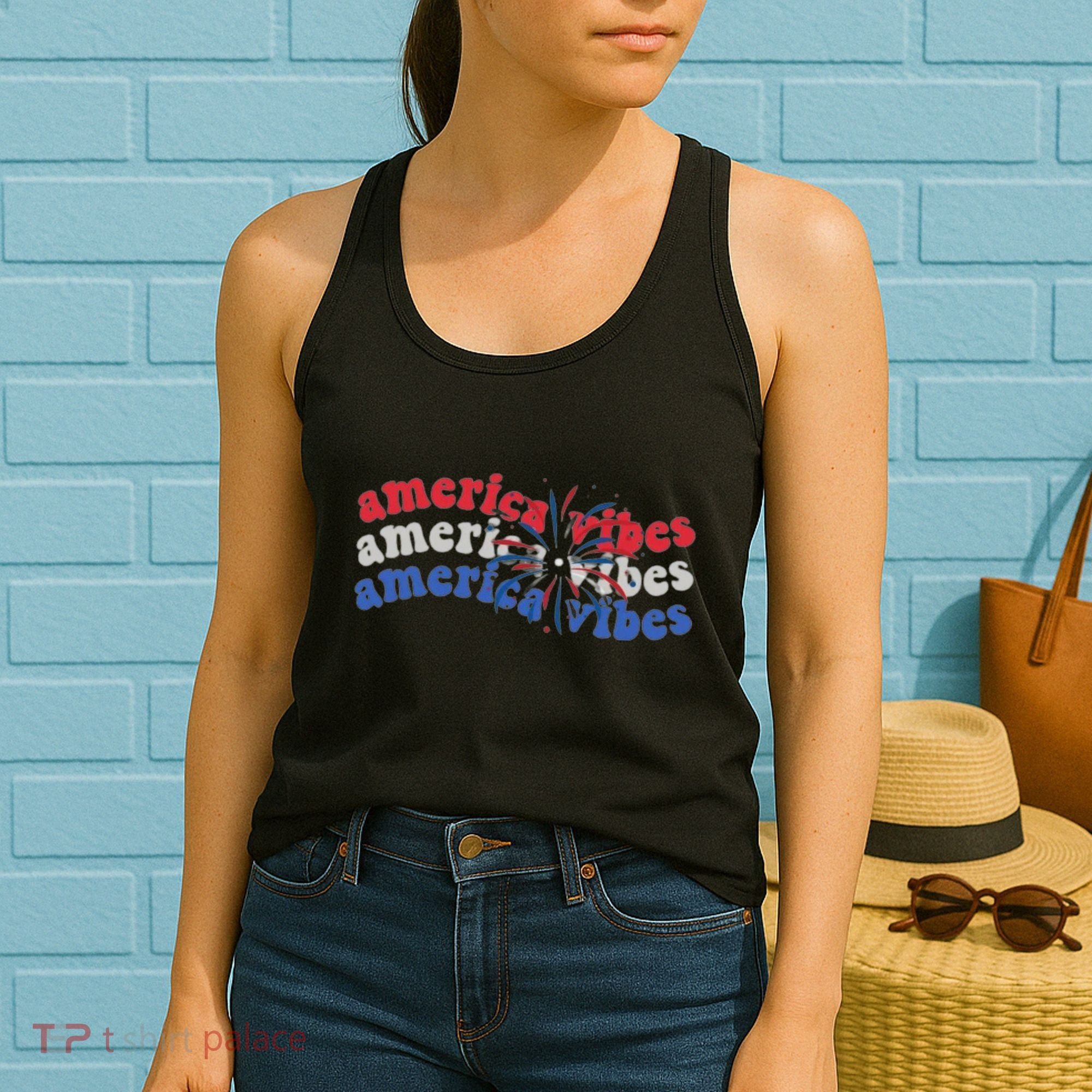 Cool Wavy America Vibes Fireworks Women's Tank Top
