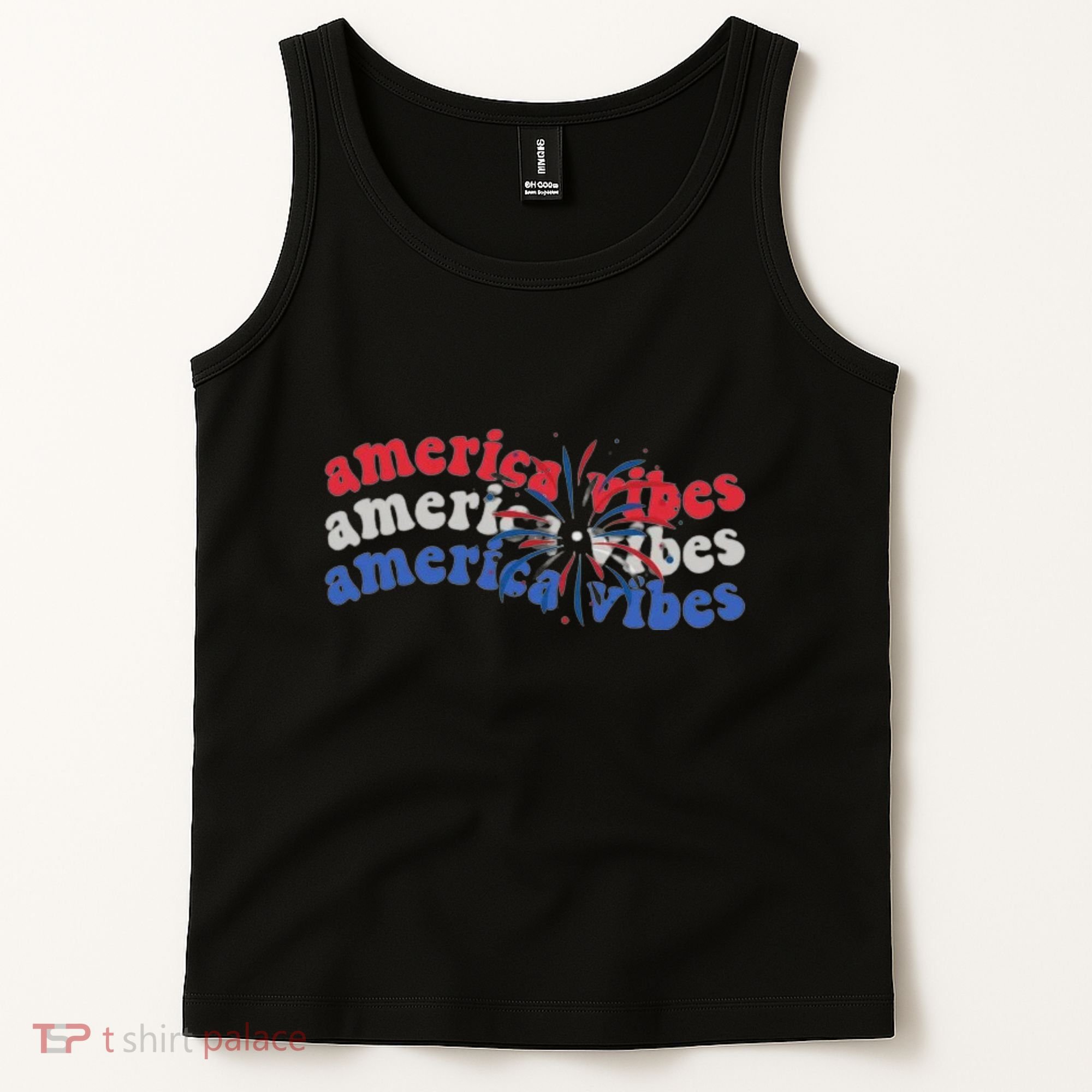 Cool Wavy America Vibes Fireworks Tank Top