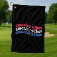 Cool Wavy America Vibes Fireworks Golf Towel thumb 1