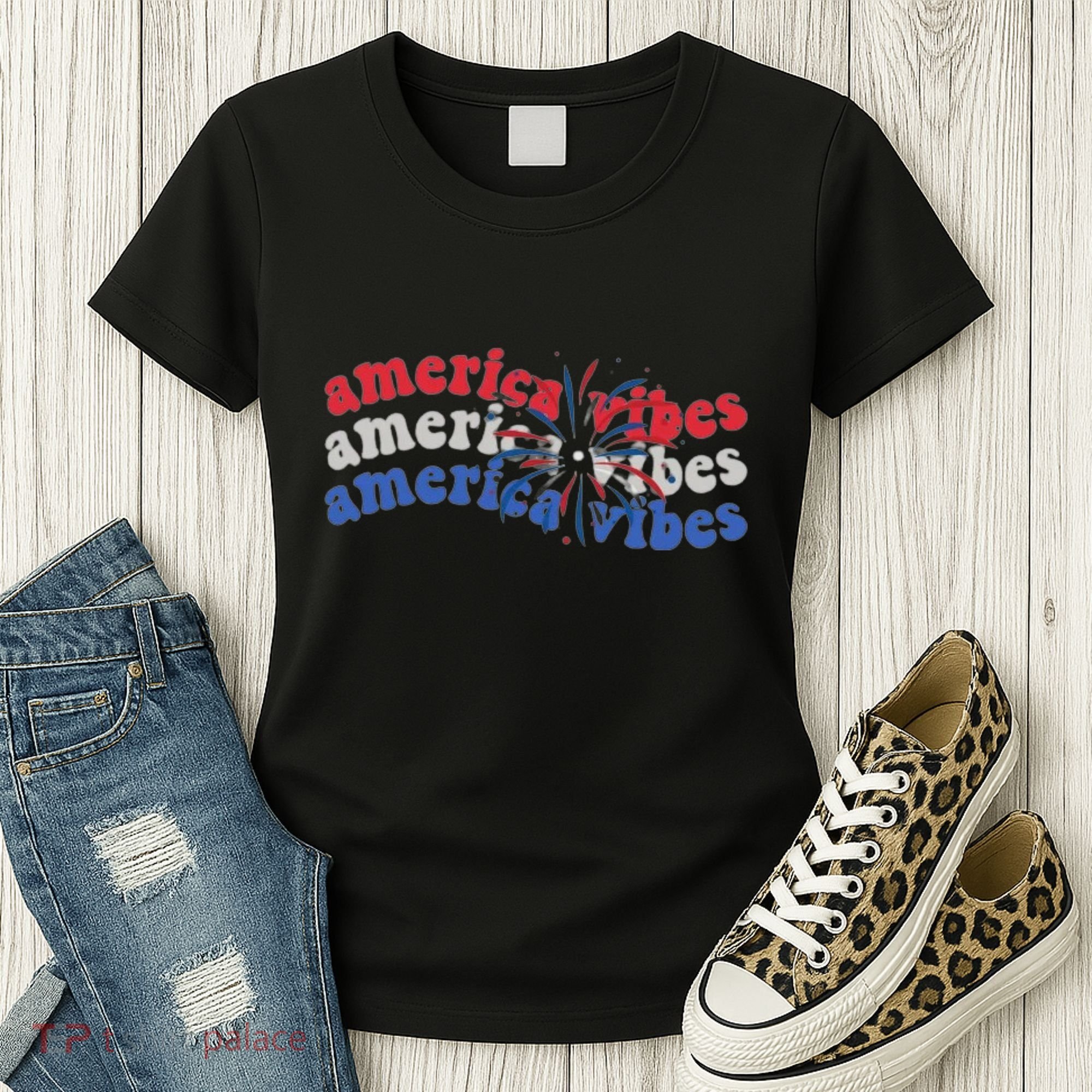 Cool Wavy America Vibes Fireworks Women's T-Shirt