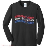 Cool Wavy America Vibes Fireworks Kids Long Sleeve Shirt thumb 0