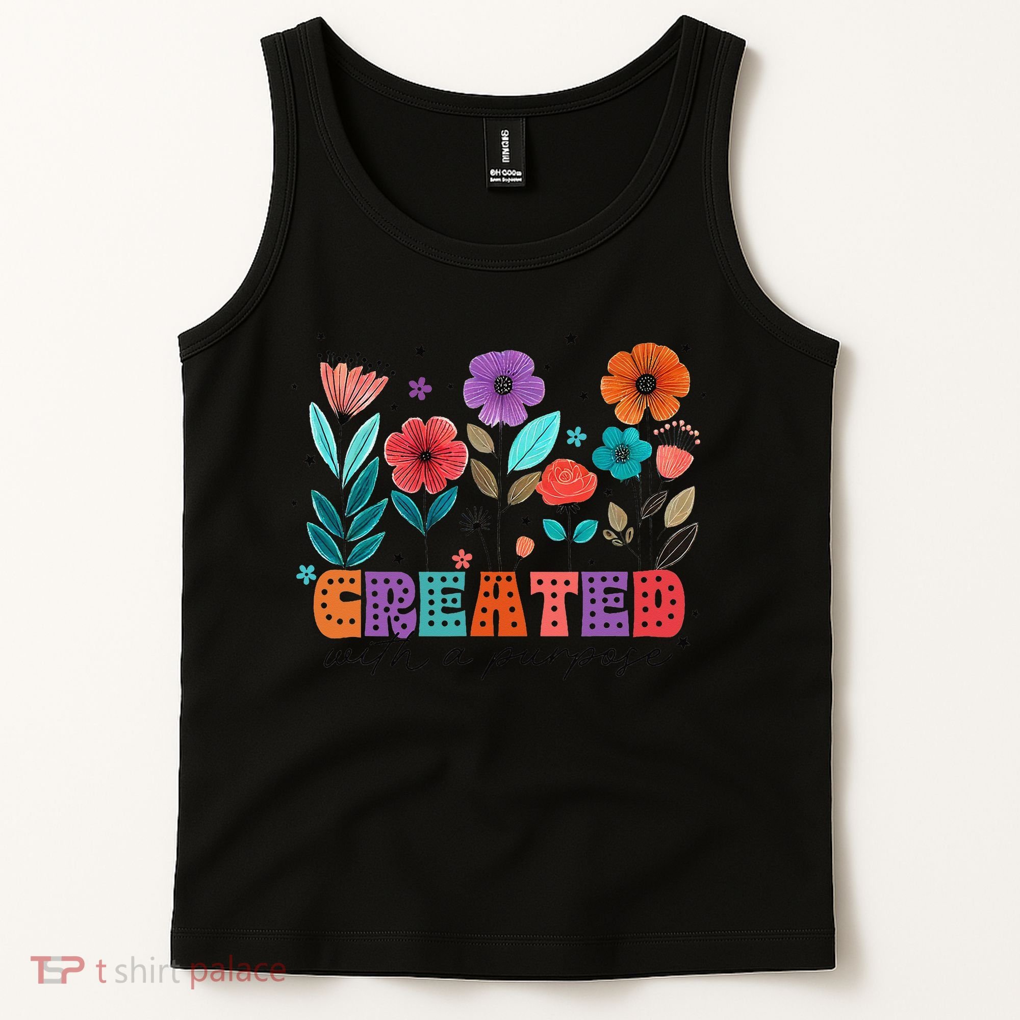 Created With A Purpose Jesus Christian Flower Wildflower Tank Top
