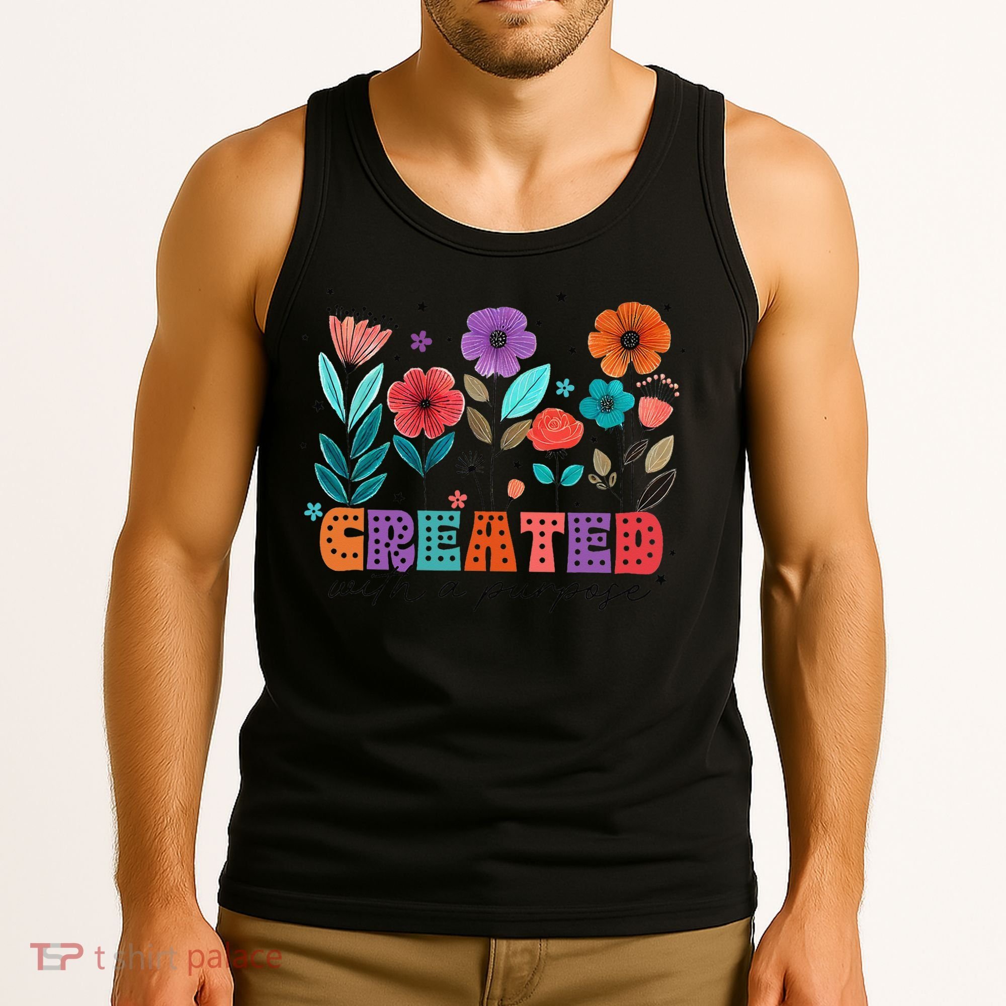 Created With A Purpose Jesus Christian Flower Wildflower Tank Top