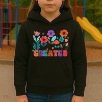 Created With A Purpose Jesus Christian Flower Wildflower Kids Hoodie thumb 3