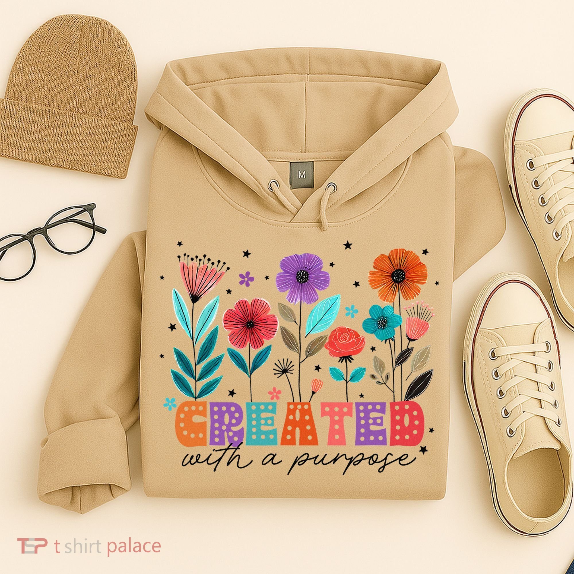 Created With A Purpose Jesus Christian Flower Wildflower Hoodie