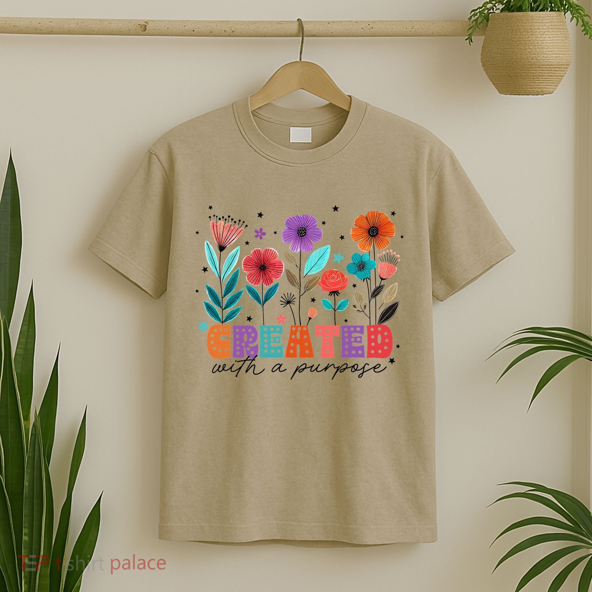 Created With A Purpose Jesus Christian Flower Wildflower T-Shirt