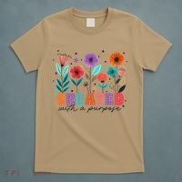 Created With A Purpose Jesus Christian Flower Wildflower T-Shirt thumb 5