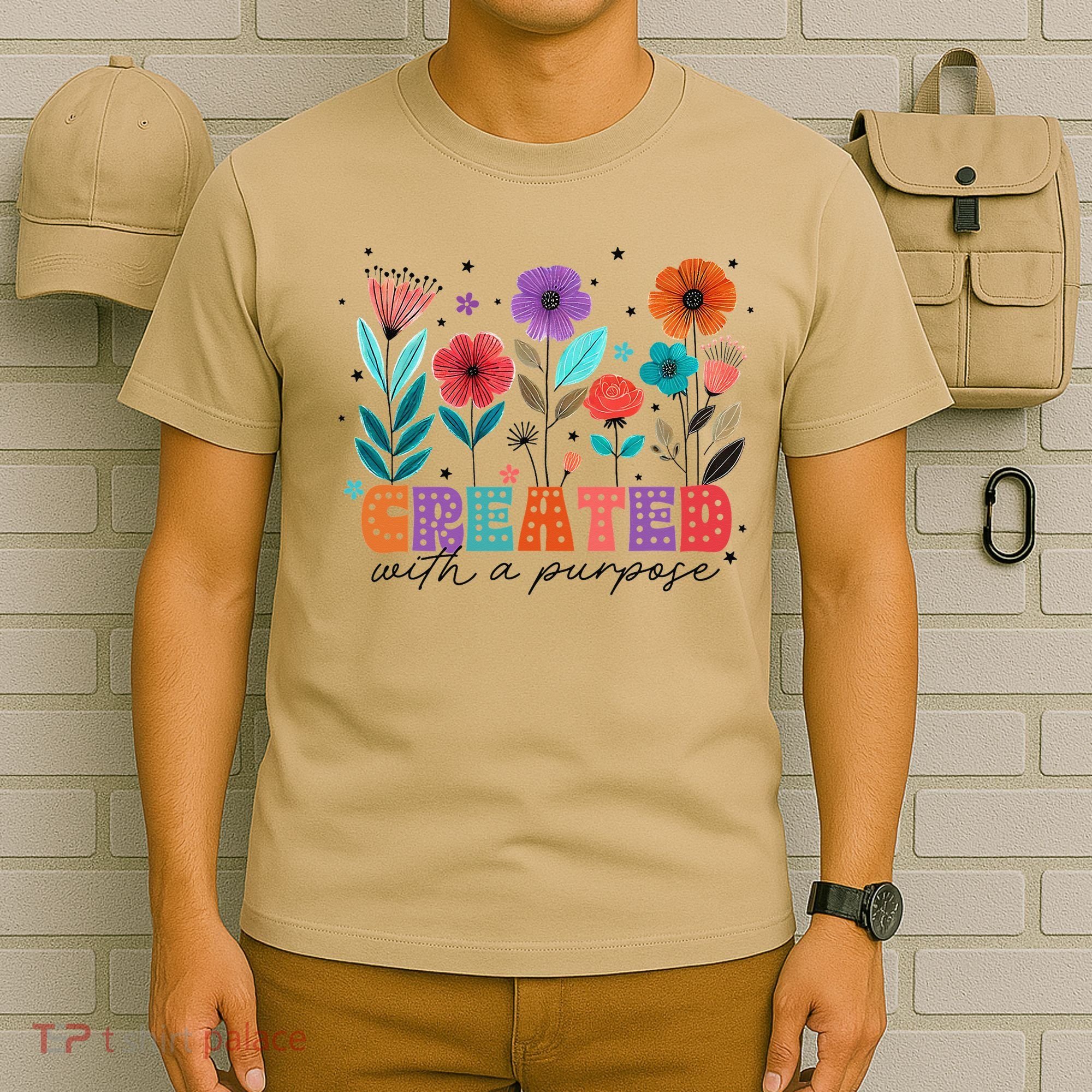 Created With A Purpose Jesus Christian Flower Wildflower T-Shirt