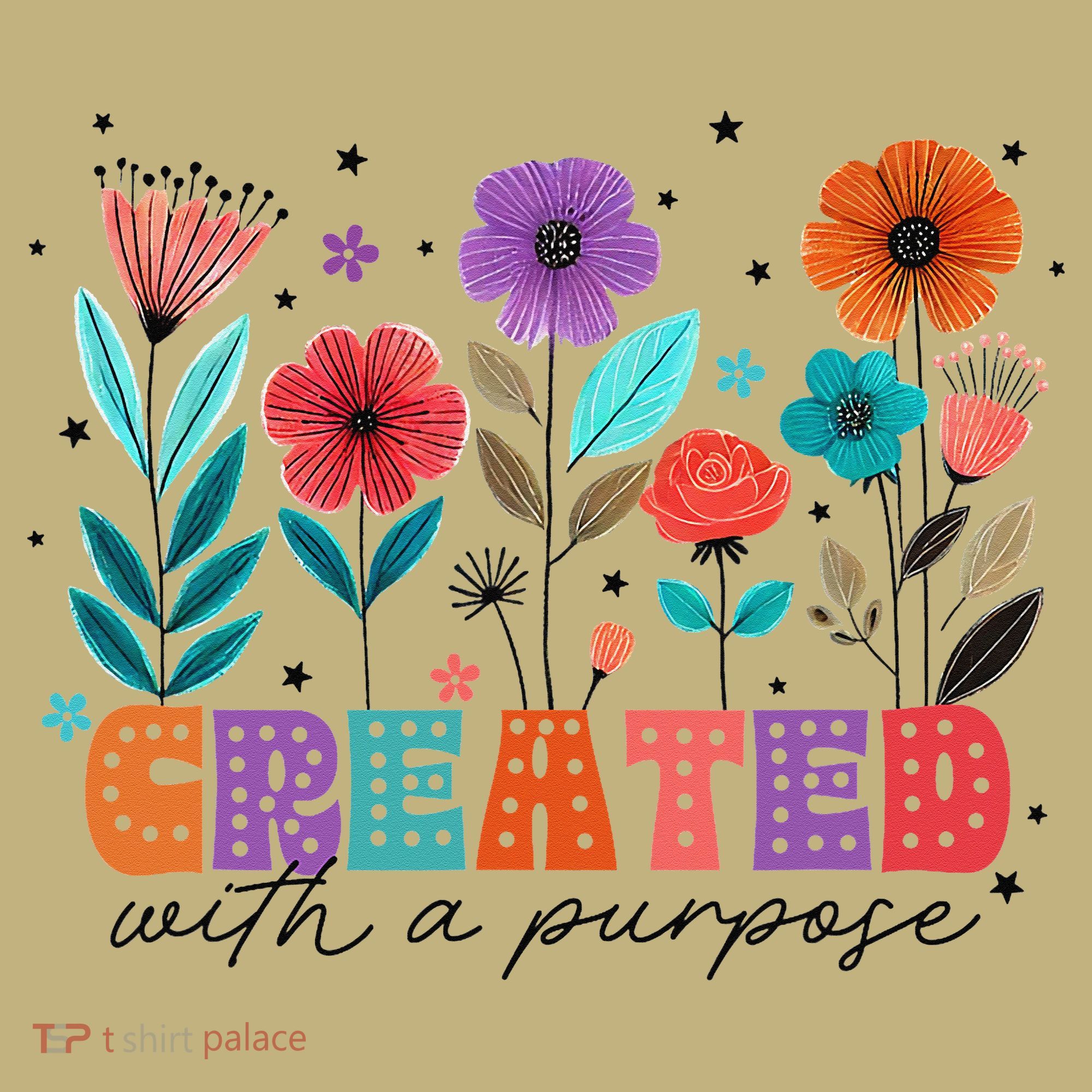 Created With A Purpose Jesus Christian Flower Wildflower T-Shirt