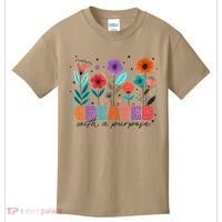 Created With A Purpose Jesus Christian Flower Wildflower Kids T-Shirt thumb 0