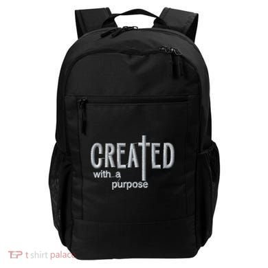 Created With A Purpose Christian Faith Jesus Embroidered Embroidered Backpack