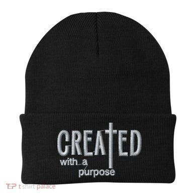 Created With A Purpose Christian Faith Jesus Embroidered Embroidered Beanie