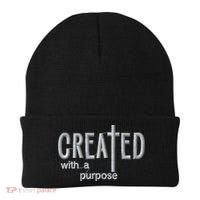 Created With A Purpose Christian Faith Jesus Embroidered Embroidered Beanie thumb 0