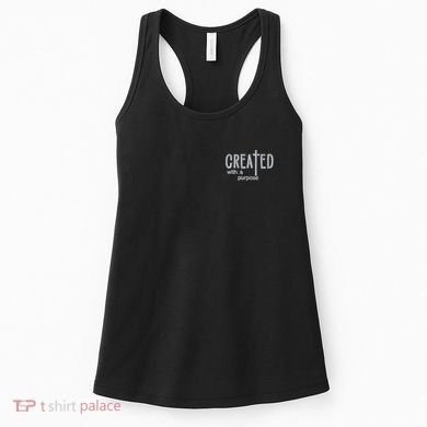 Created With A Purpose Christian Faith Jesus Embroidered Embroidered Women's Tank Top