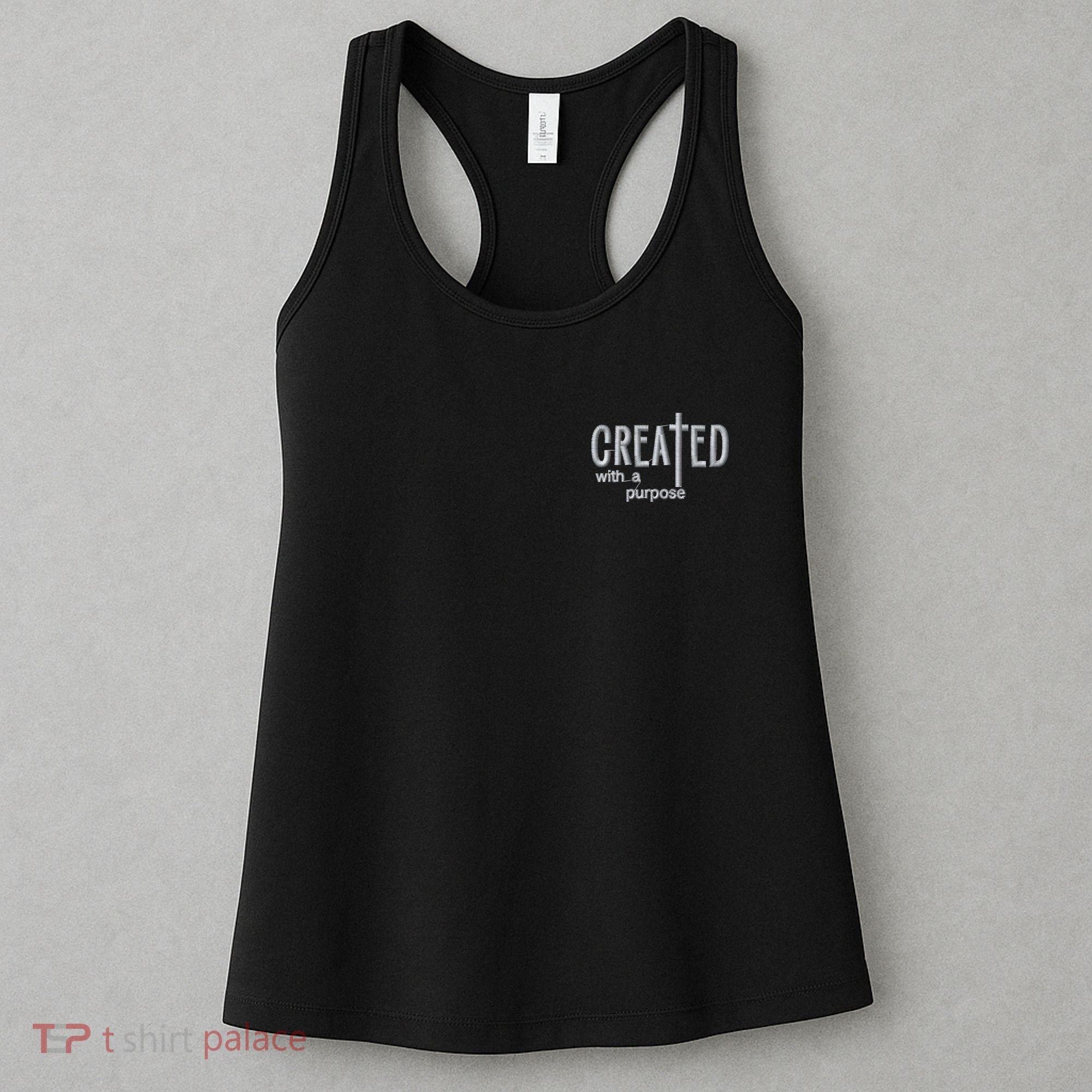 Created With A Purpose Christian Faith Jesus Embroidered Embroidered Women's Tank Top