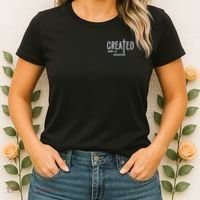 Created With A Purpose Christian Faith Jesus Embroidered Embroidered Women's T-Shirt thumb 2