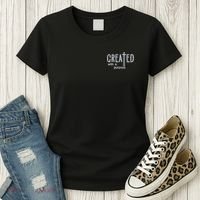 Created With A Purpose Christian Faith Jesus Embroidered Embroidered Women's T-Shirt thumb 3