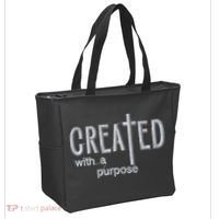 Created With A Purpose Christian Faith Jesus Embroidered Embroidered Tote Bag thumb 2