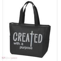 Created With A Purpose Christian Faith Jesus Embroidered Embroidered Tote Bag thumb 3