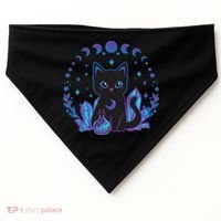Cute Witchy Black Cat Crystal Alchemy Kawaii Pastel Goth USA-Made Doggie Bandana thumb 0