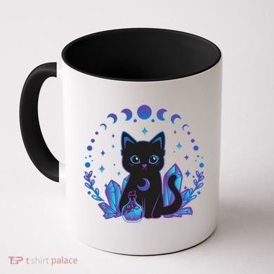 Cute Witchy Black Cat Crystal Alchemy Kawaii Pastel Goth Coffee Mug