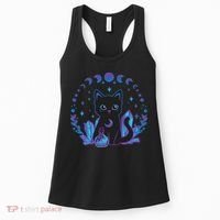 Cute Witchy Black Cat Crystal Alchemy Kawaii Pastel Goth Women's Tank Top thumb 0