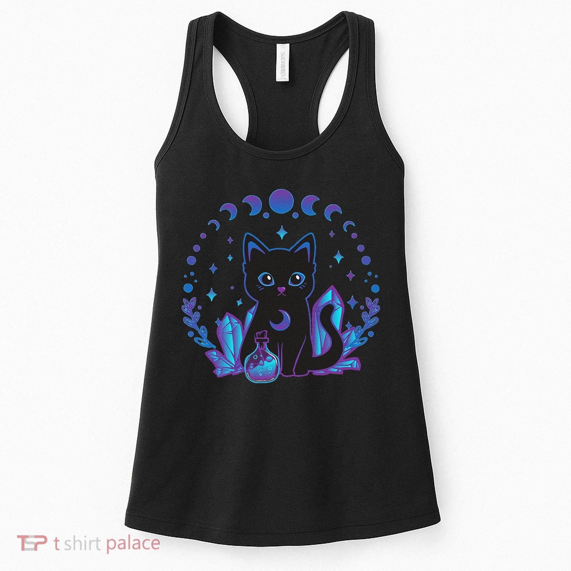 Cute Witchy Black Cat Crystal Alchemy Kawaii Pastel Goth Women's Tank Top