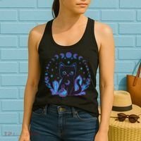 Cute Witchy Black Cat Crystal Alchemy Kawaii Pastel Goth Women's Tank Top thumb 2