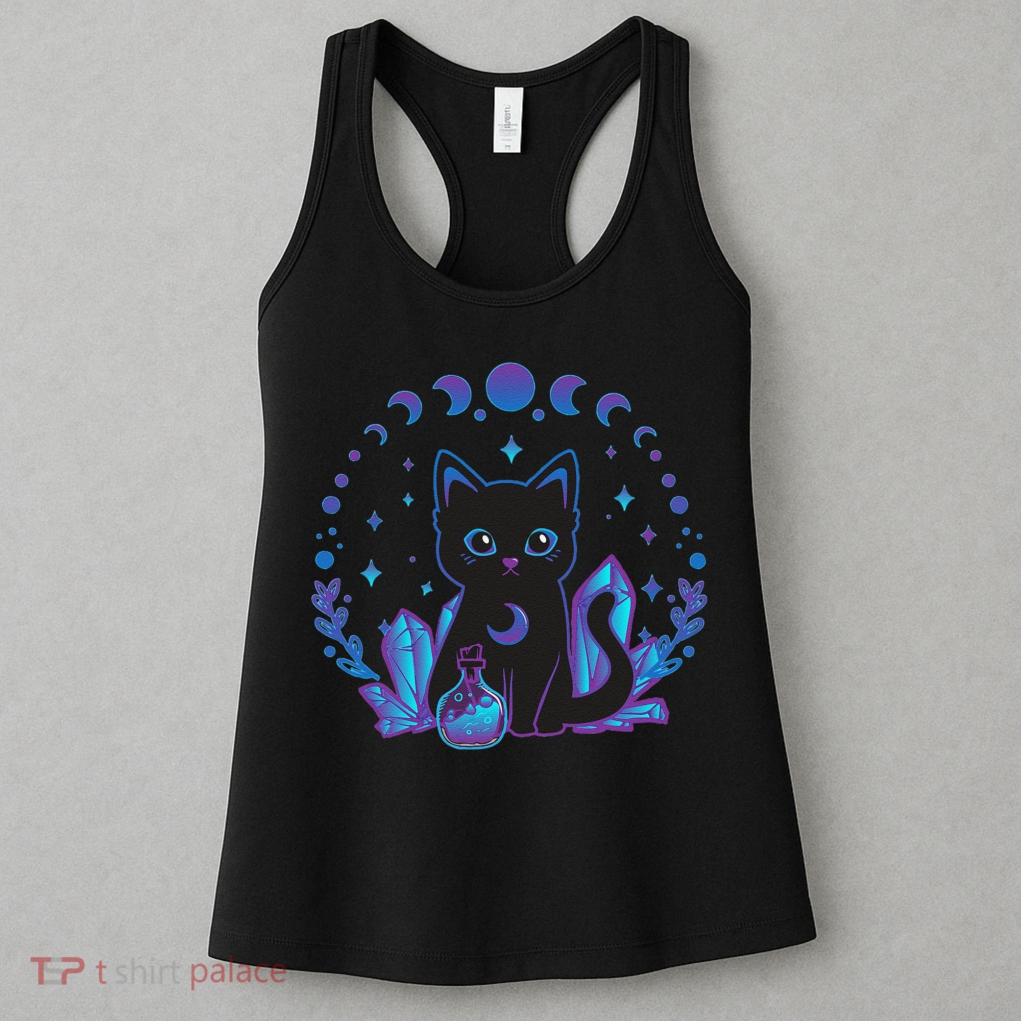 Cute Witchy Black Cat Crystal Alchemy Kawaii Pastel Goth Women's Tank Top