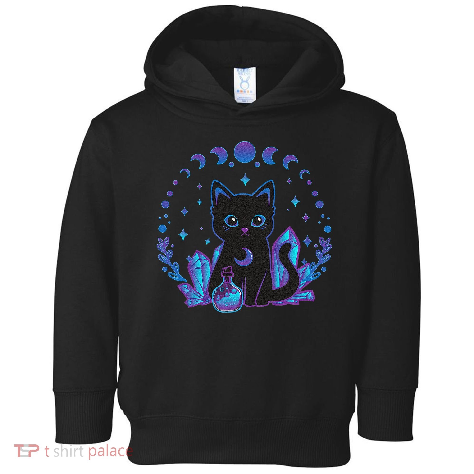 Cute Witchy Black Cat Crystal Alchemy Kawaii Pastel Goth Toddler Hoodie