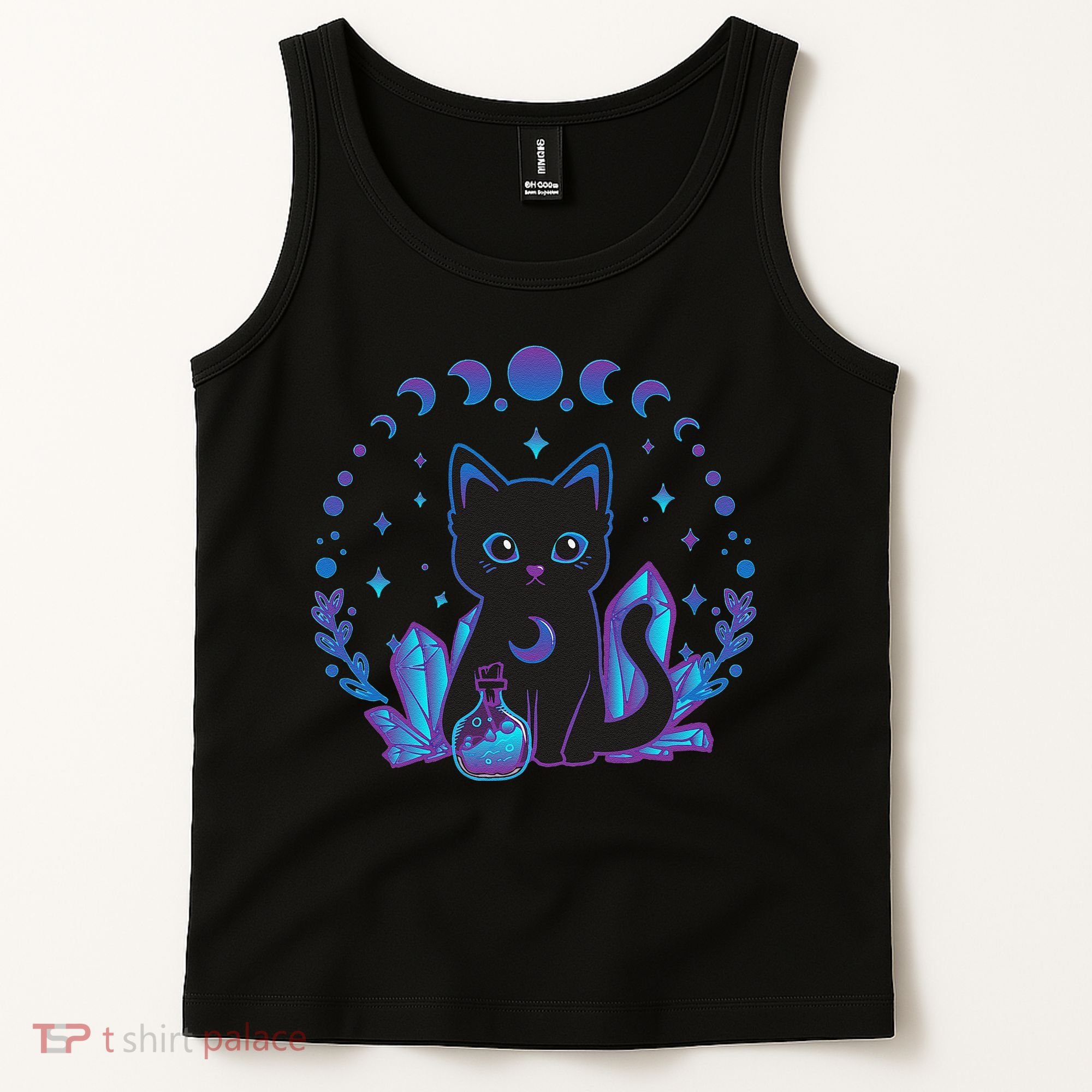 Cute Witchy Black Cat Crystal Alchemy Kawaii Pastel Goth Tank Top