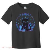 Cute Witchy Black Cat Crystal Alchemy Kawaii Pastel Goth Toddler T-Shirt thumb 0