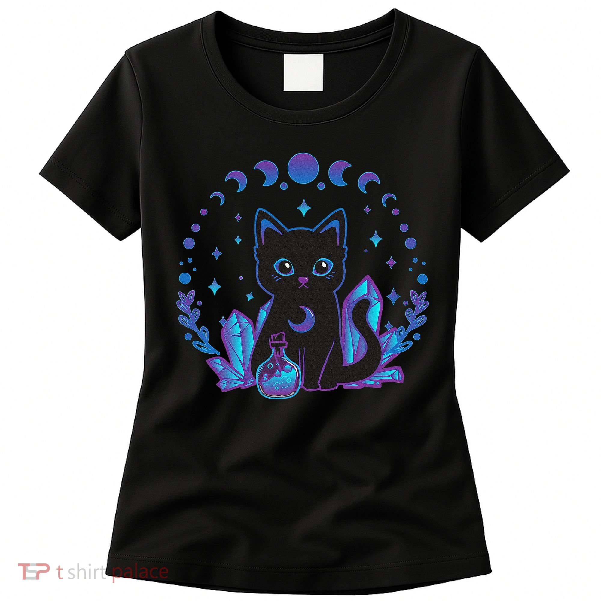 Cute Witchy Black Cat Crystal Alchemy Kawaii Pastel Goth Women's T-Shirt
