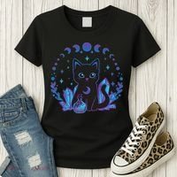 Cute Witchy Black Cat Crystal Alchemy Kawaii Pastel Goth Women's T-Shirt thumb 3