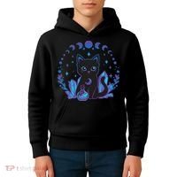 Cute Witchy Black Cat Crystal Alchemy Kawaii Pastel Goth Kids Hoodie thumb 4