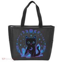 Cute Witchy Black Cat Crystal Alchemy Kawaii Pastel Goth Tote Bag thumb 0