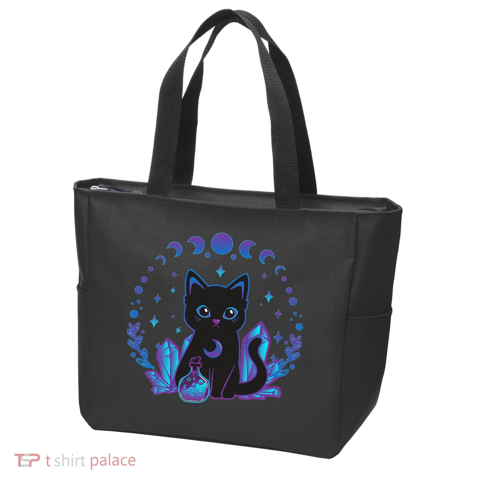 Cute Witchy Black Cat Crystal Alchemy Kawaii Pastel Goth Tote Bag